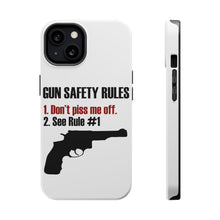 DistinctInk ToughCase for Apple iPhone, Compatible with MagSafe Charging - Gun Safety Rules, Don't Piss Me Off