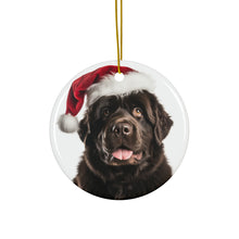 DistinctInk Hanging Ceramic Christmas Tree Ornament with Gold String - Great Gift/Present - 2 3/4 inch Diameter - Newfoundland Design