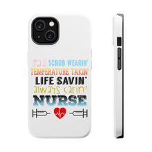 DistinctInk ToughCase for Apple iPhone, Compatible with MagSafe Charging - Scrub Wearing Temp Taking Life Saving Nurse