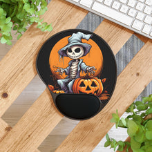 DistinctInk Mouse Pad with Wrist Rest  with Haunted Jack-O'-Skeleton Design for Halloween