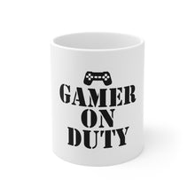 DistinctInk Glossy White Coffee / Tea Mug - Gamer on Duty Video Games