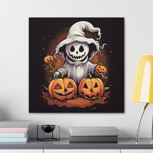 DistinctInk Canvas Wall Art with Trick or Treat Ghost-O-Lantern for Halloween