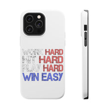 DistinctInk ToughCase for Apple iPhone, Compatible with MagSafe Charging - Work Hard Hit Hard Play Hard Win Easy
