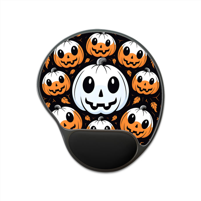 DistinctInk Mouse Pad with Wrist Rest  with Ghost Skeleton Cartoon Pumpkin Design for Halloween