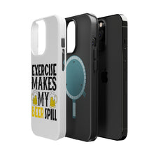DistinctInk ToughCase for Apple iPhone, Compatible with MagSafe Charging - Exercise Makes My Beer Spill