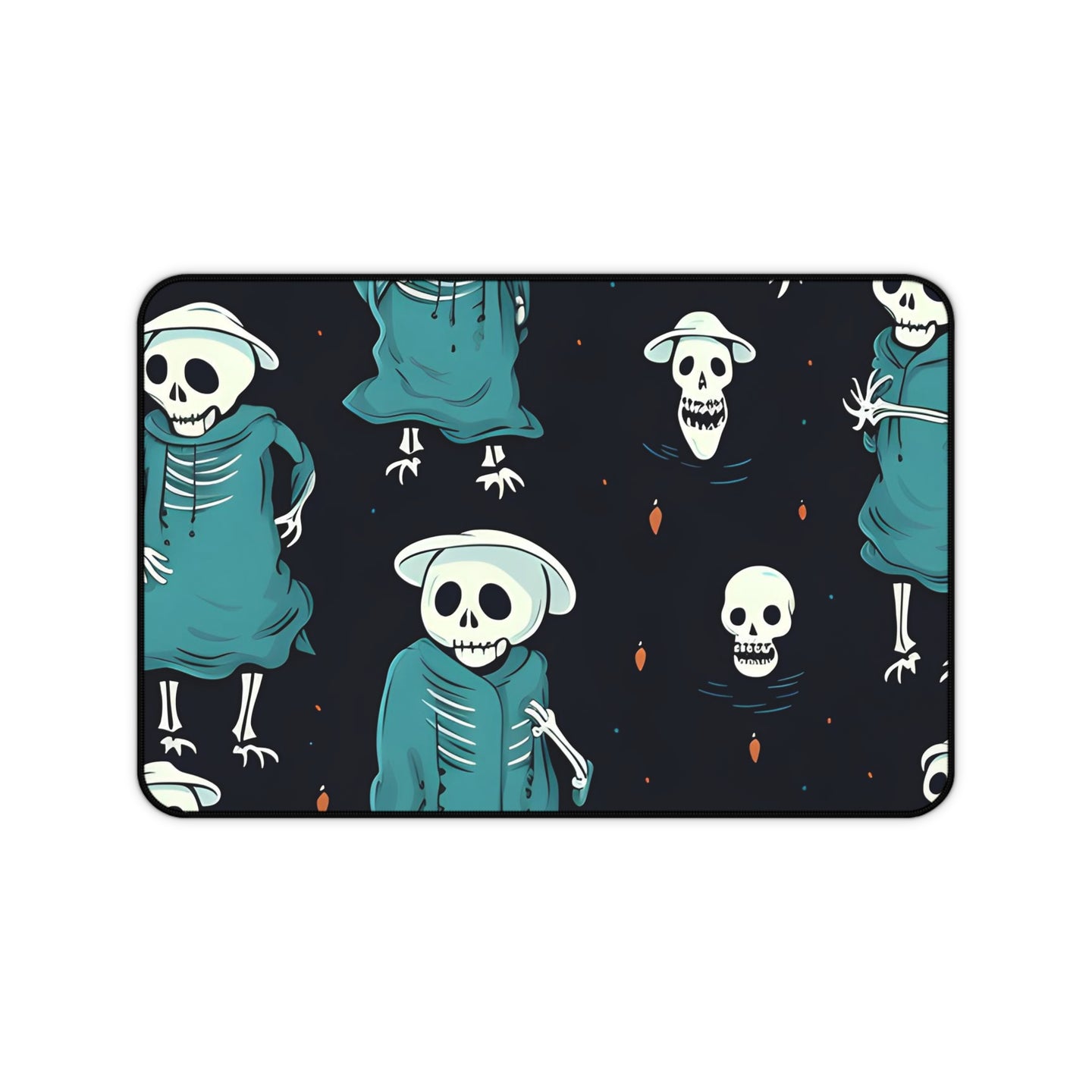 DistinctInk Desk Mat with Haunted Skeleton Crew Design for Halloween