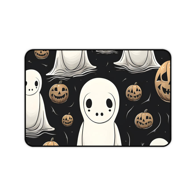 DistinctInk Desk Mat with Ghostly Skeleton and Pumpkin Design for Halloween