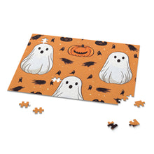 DistinctInk Jigsaw Puzzle with Ghost Skeleton Cartoon Pumpkin Design for Halloween