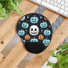 DistinctInk Mouse Pad with Wrist Rest  with Skele-Ghostly Pumpkin Patch Design for Halloween