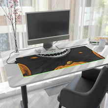 DistinctInk LED Gaming Mouse Pad with Ghastly Skeleton Pumpkins Design for Halloween
