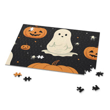 DistinctInk Jigsaw Puzzle with Spooky Skeleton Pumpkin Patch Design for Halloween