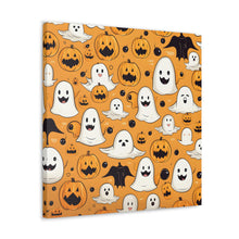 DistinctInk Canvas Wall Art with Ghoulish Bats and Pumpkins for Halloween