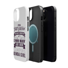 DistinctInk ToughCase for Apple iPhone, Compatible with MagSafe Charging - Tent Pitchin Weiner Roastin S'More Camping Girl