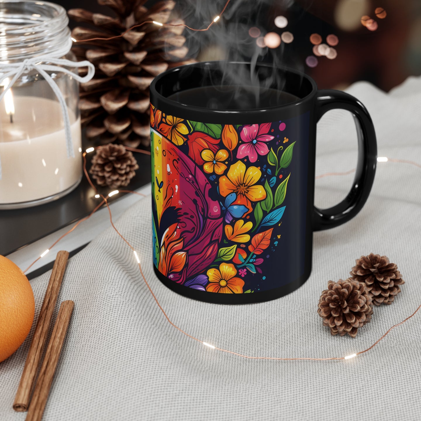 DistinctInk Black Coffee Mug - A World of Possibilities for LGBTQ+ Pride