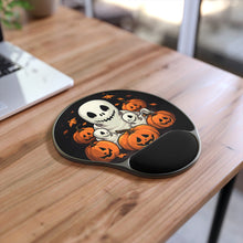 DistinctInk Mouse Pad with Wrist Rest  with Ghost Skeleton Pumpkin Pattern Design for Halloween