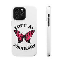 DistinctInk ToughCase for Apple iPhone, Compatible with MagSafe Charging - Free as a Butterfly - Pink