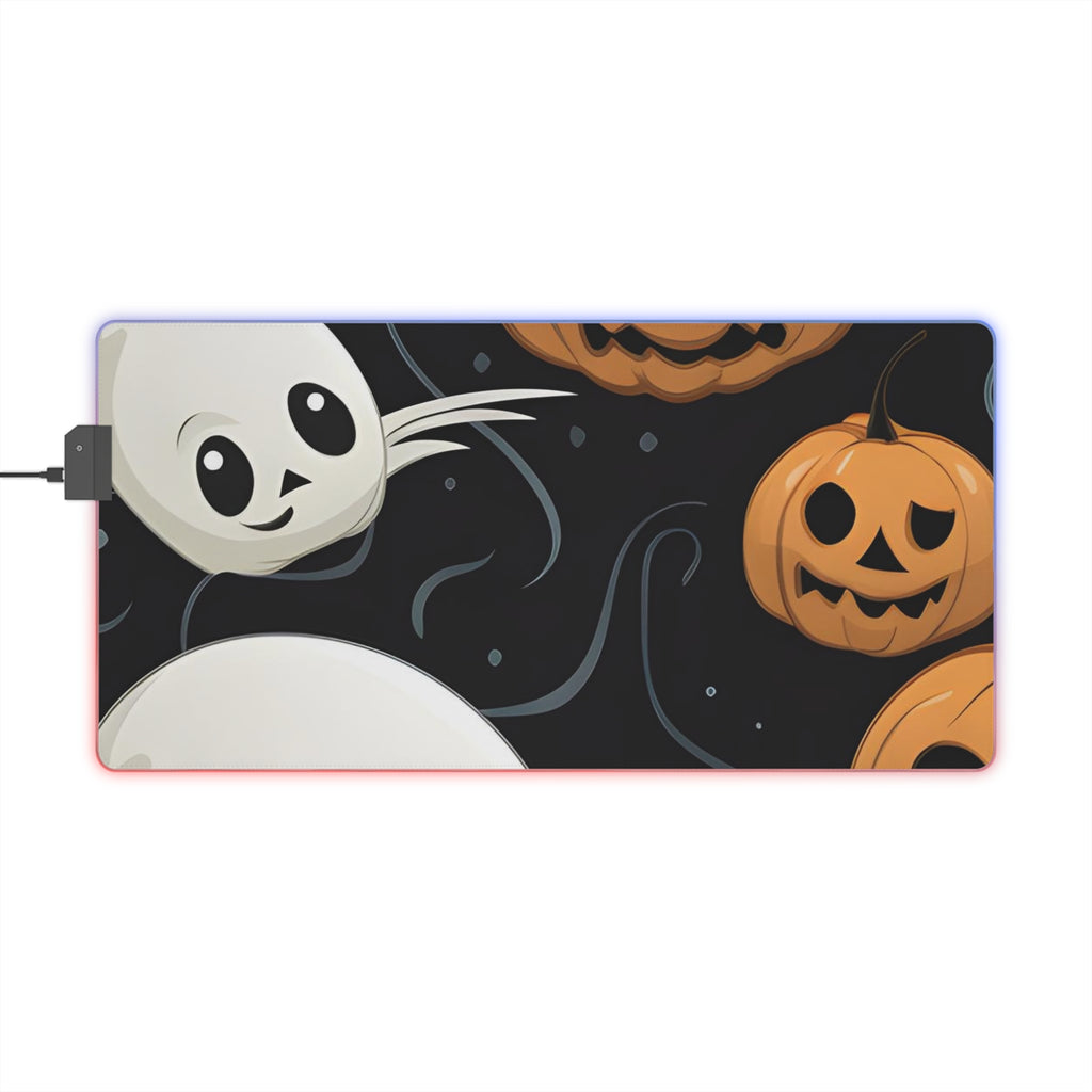 LED Gaming Mouse Pad with Ghost Skeleton Pumpkin Pattern Design for Halloween