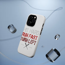 DistinctInk ToughCase for Apple iPhone, Compatible with MagSafe Charging - Hit Hard Run Fast Turn Left Baseball