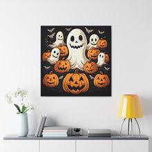 DistinctInk Canvas Wall Art with Haunted Skeleton Jack-O-Lantern for Halloween