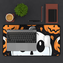 DistinctInk Desk Mat with Ghost Skeleton Cartoon Pumpkin Design for Halloween