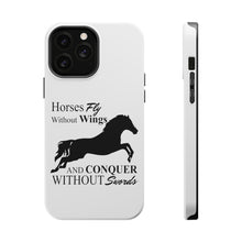 DistinctInk ToughCase for Apple iPhone, Compatible with MagSafe Charging - Horses Fly Without Wings