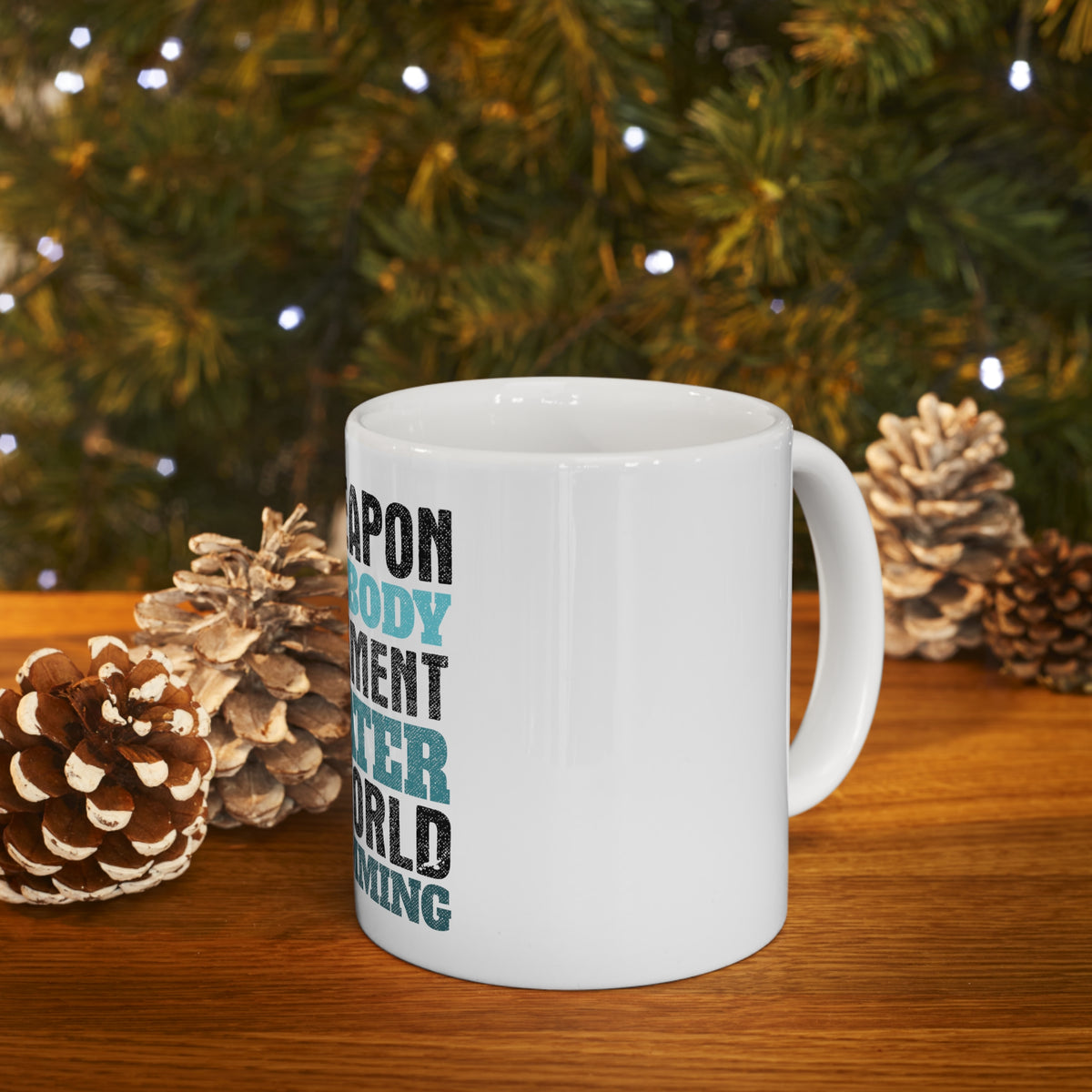 Glossy White Coffee / Tea Mug - Swimming My Weapon is My Body Water, view 9