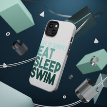 DistinctInk ToughCase for Apple iPhone, Compatible with MagSafe Charging - Life Is Simple Eat Sleep Swim