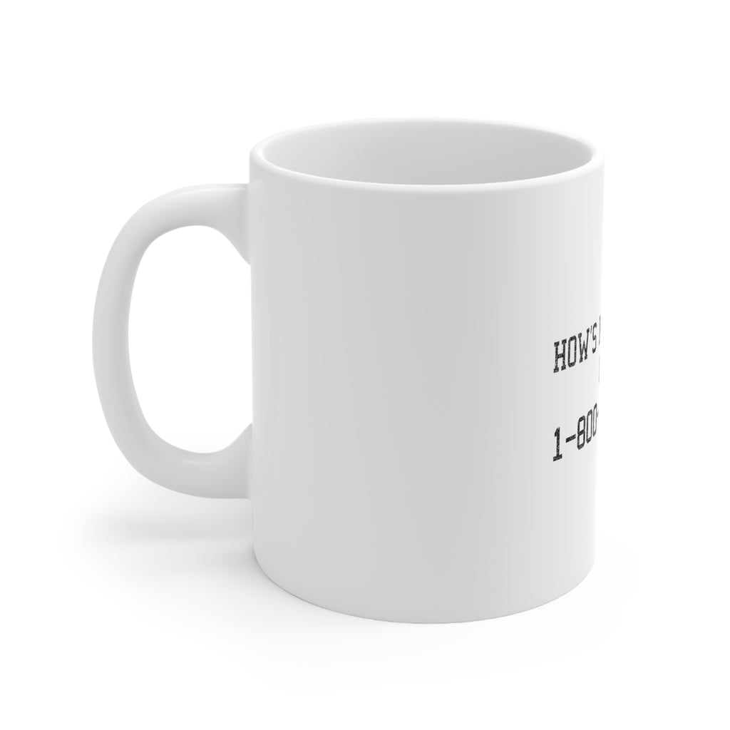 Glossy White Coffee / Tea Mug - How's My Driving Call 1-800-GOLF-PRO, view 2