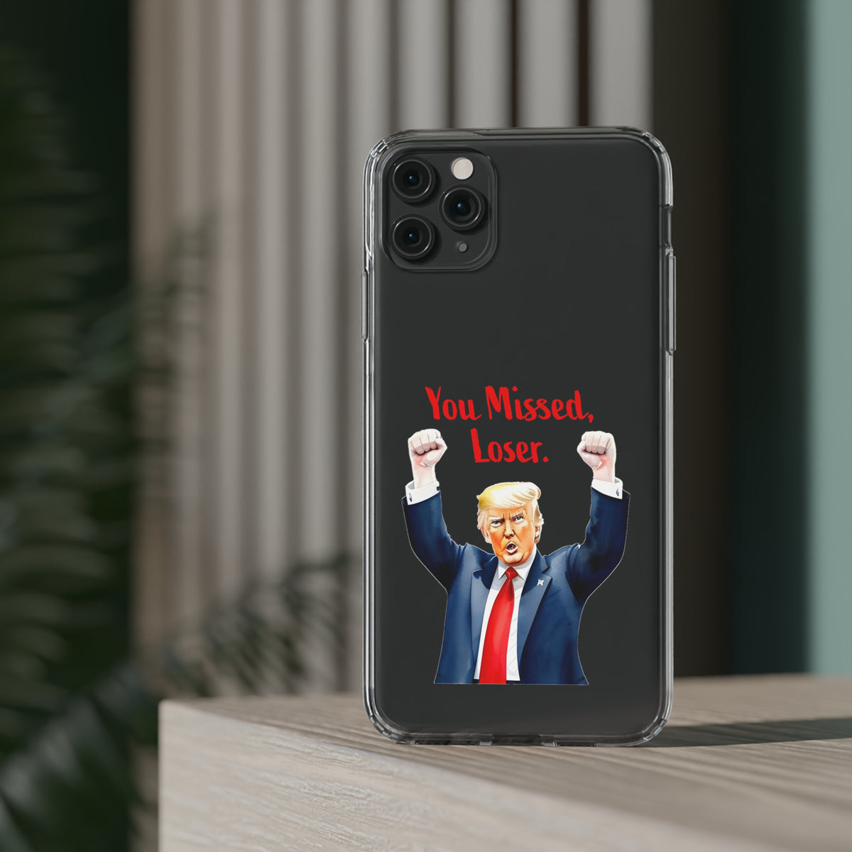 Clear Case for Apple iPhone or Samsung Galaxy - Trump "You Missed, Loser" Cartoon Design, view 50