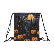 DistinctInk Drawstring Bag Backpack with Spooky All Hallows' Eve Design for Halloween