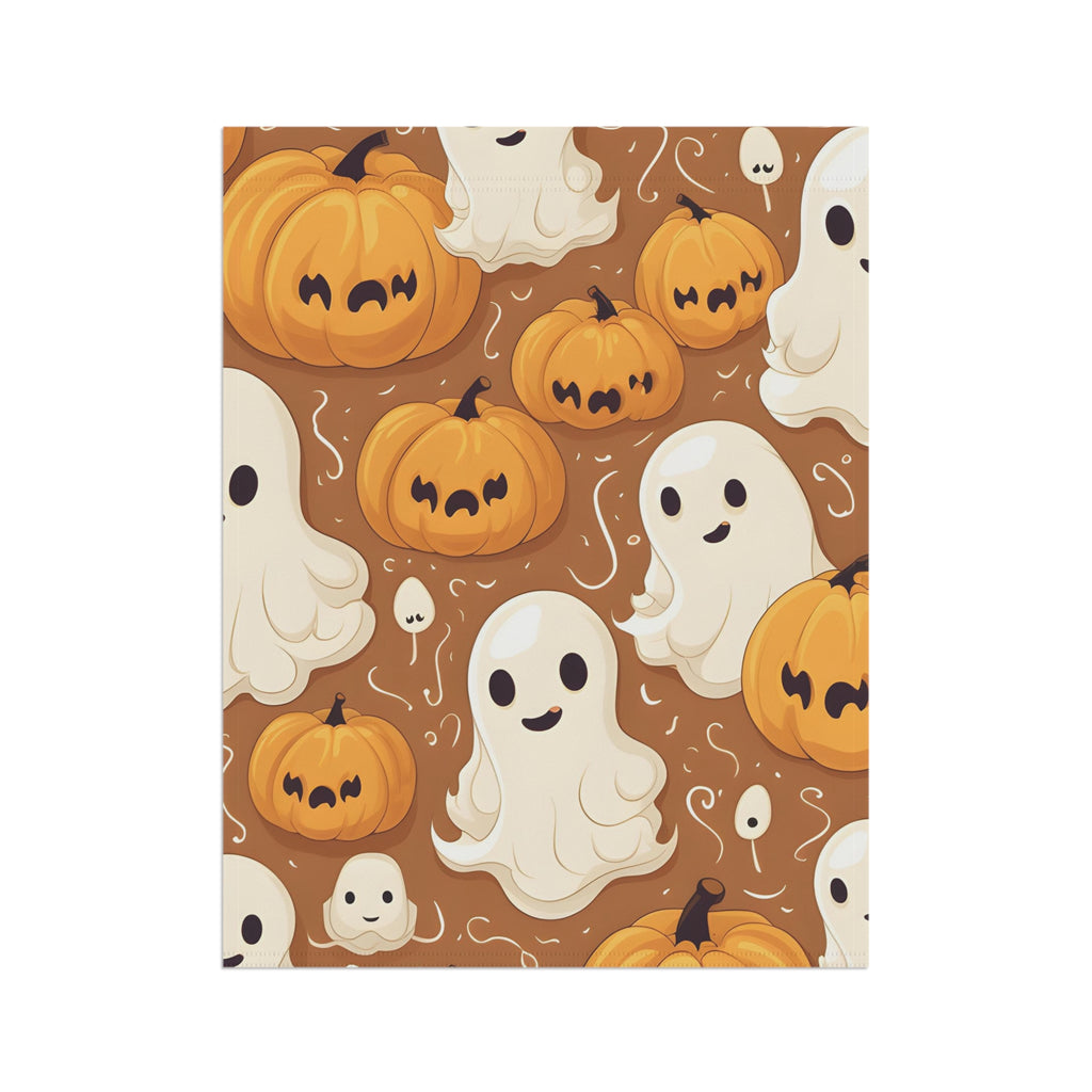 Garden & House Banner / Flag with Ghastly Skeleton Pumpkin Cartoon Design for Halloween, view 8