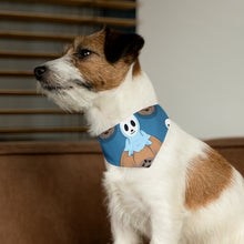 DistinctInk Adjustable Pet Banana Collar with Ghost Skeleton Pumpkin Pattern Design for Halloween