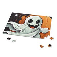 DistinctInk Jigsaw Puzzle with Silly Specter Sprites Design for Halloween