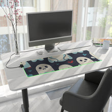 DistinctInk LED Gaming Mouse Pad with Skelephants and Ghostly Ghouls Design for Halloween
