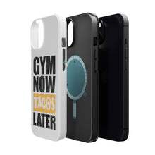 DistinctInk ToughCase for Apple iPhone, Compatible with MagSafe Charging - Gym Now Tacos Later