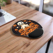DistinctInk Mouse Pad with Wrist Rest  with Spooky Skeleton Pumpkin Patch Design for Halloween