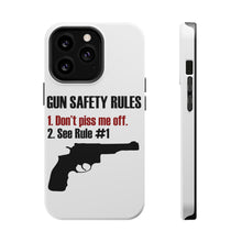 DistinctInk ToughCase for Apple iPhone, Compatible with MagSafe Charging - Gun Safety Rules, Don't Piss Me Off