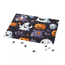 DistinctInk Jigsaw Puzzle with Spooky Bat-o-lanterns Design for Halloween