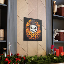 DistinctInk Canvas Wall Art with Spooky Skeleton Pumpkin Patch for Halloween
