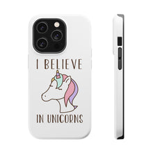 DistinctInk ToughCase for Apple iPhone, Compatible with MagSafe Charging - I Believe in Unicorns