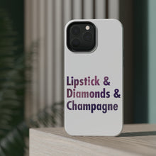 DistinctInk ToughCase for Apple iPhone, Compatible with MagSafe Charging - Lipstick & Diamonds & Champagne