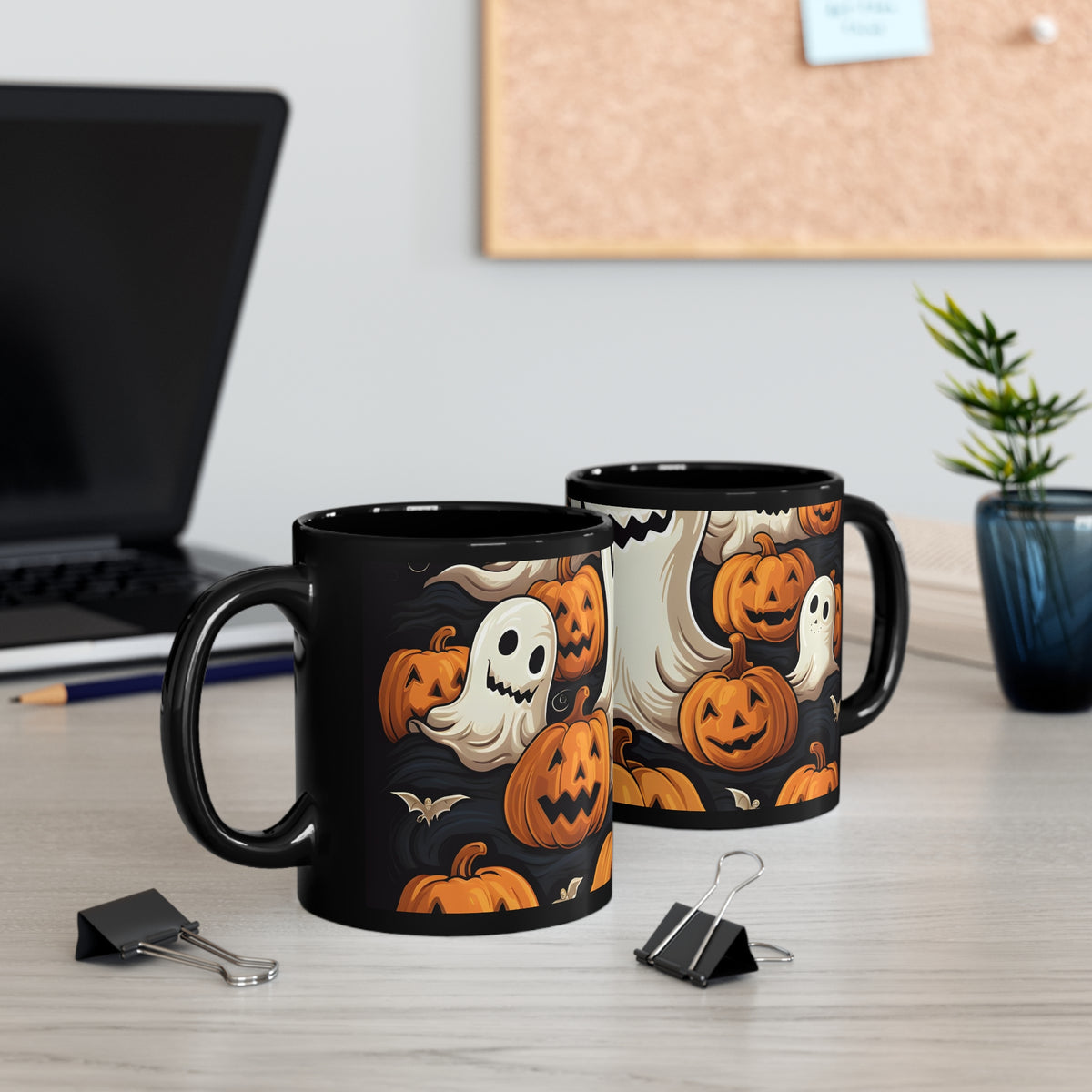 Black Coffee Mug - Haunted Skeleton Jack-O-Lantern for Halloween, view 5