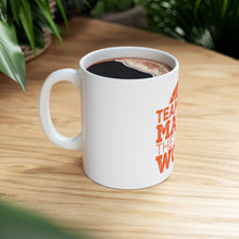 DistinctInk Glossy White Coffee / Tea Mug - Teamwork Makes the Dream Work Basketball