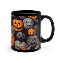 DistinctInk Black Coffee Mug - Haunted Harvest Time for Halloween