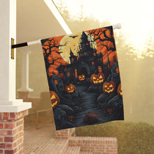 DistinctInk Garden & House Banner Flag with Darkness Falls on Halloween Design for Halloween