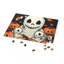 DistinctInk Jigsaw Puzzle with Ghost Skeleton Pumpkin Pattern Design for Halloween