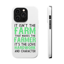 DistinctInk ToughCase for Apple iPhone, Compatible with MagSafe Charging - Hard Work & Character Make the Farmer