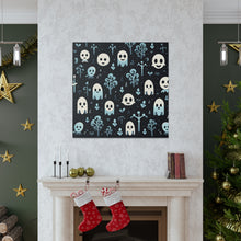 DistinctInk Canvas Wall Art with Ghastly Skeletal Shadows for Halloween