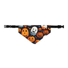 DistinctInk Adjustable Pet Banana Collar with Spooky Halloween Night Design for Halloween