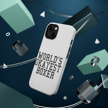 DistinctInk ToughCase for Apple iPhone, Compatible with MagSafe Charging - World's Okayest Boxer